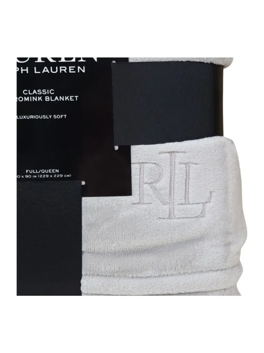 Lauren Ralph Lauren Classic Micromink Blanket Queen 90x90 Luxuriously Soft Gray